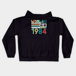 Level 40  Since 1984 Video  40th Birthday Kids Hoodie